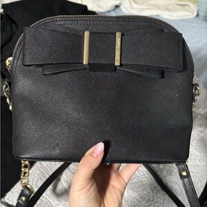 Betsey Johnson Black Crossbody Bag with Bow Accent